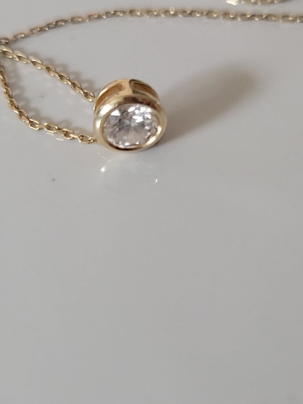14k Gold Solitaire Lab Grown Diamond Necklace - Picture 7 of 10